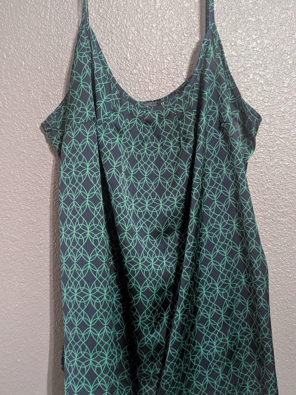 The Limited Charcoal Tank with Mint Green Geometric Print